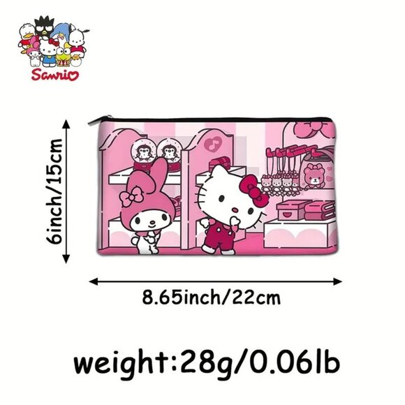 My Melody & Hello Kitty Shopping Scene Multifunctional Travel Cosmetic Bag - Picture 2 of 2
